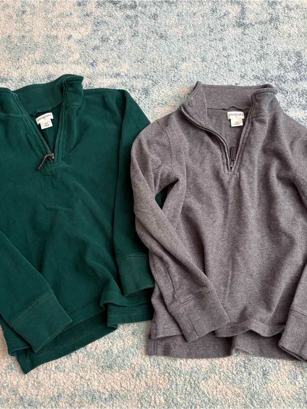 Crewcuts Half-Zip Sweaters in Forest Green and Heather Gray